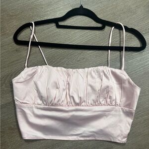 Princess Polly Light Pink Satin Crop